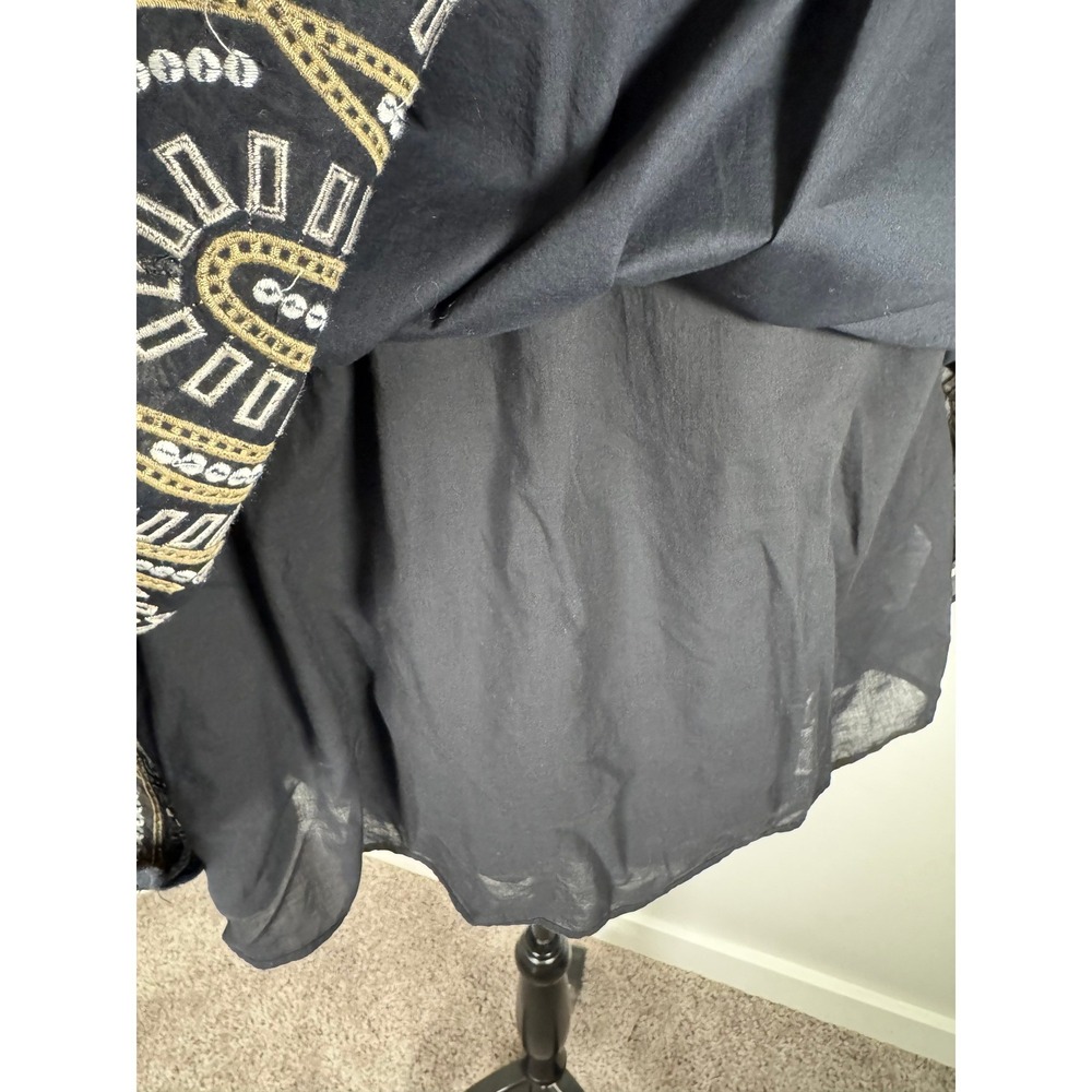 Madewell Black Embroidered Short Sleeve Bohemian Dress Women's Size M - Picture 8 of 10